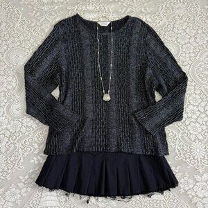 90's grunge glam black and silver sparkly metallic sweater